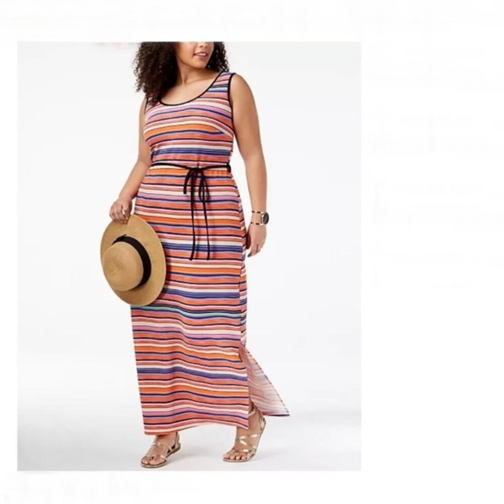 NWT Fox & Royal Trendy Plus Size Striped Maxi‎ Dress Size 1X